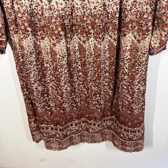 Vintage Louis Féraud Paris Boho Fall Floral Midi Chic Sheer Dress Size 38 - Picture 10 of 12